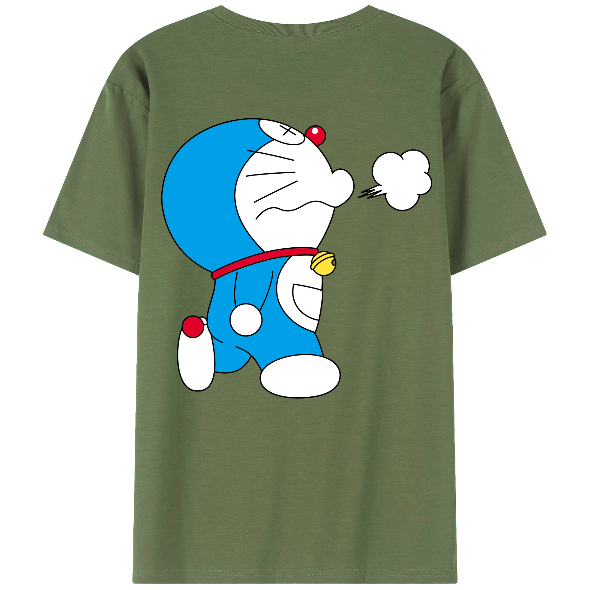 （画像用） ドラえもん Doraemon 綿100％ メンズ半袖Tシャツ（バックプリント） 通気性